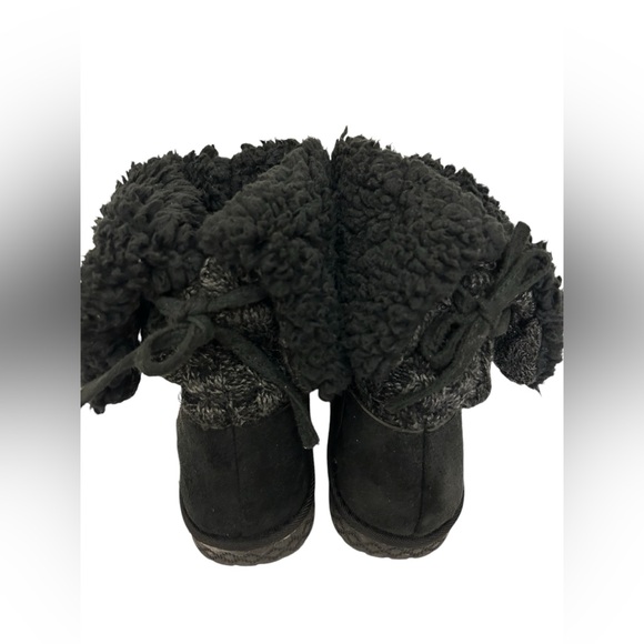 Muk Luks Black Suede Calf Height Foldable Faux Shearling Winter Boots Size 10 - Picture 8 of 12